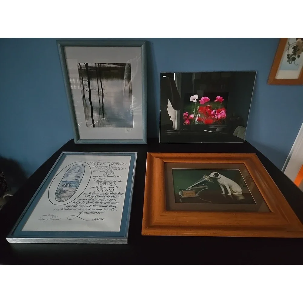 Picture frames  Assortment Of Size And Style Wood Metal Glass Art Included‎